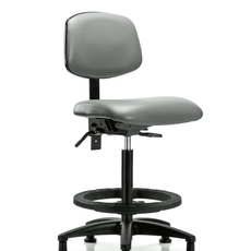 Vinyl Chair - High Bench Height with Seat Tilt, Black Foot Ring, & Stationary Glides in Sterling Supernova Vinyl - VHBCH-RG-T1-A0-BF-RG-8840
