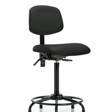 Vinyl Chair - High Bench Height with Round Tube Base & Stationary Glides in Black Trailblazer Vinyl - VHBCH-RT-T0-A0-RG-8540