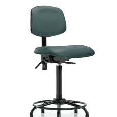 Vinyl Chair - High Bench Height with Round Tube Base, Seat Tilt, & Stationary Glides in Colonial Blue Trailblazer Vinyl - VHBCH-RT-T1-A0-RG-8546