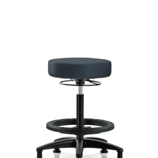 Vinyl Stool without Back - High Bench Height with Black Foot Ring & Stationary Glides in Imperial Blue Trailblazer Vinyl - VHBSO-RG-BF-RG-8582