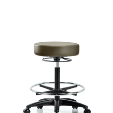 Vinyl Stool without Back - High Bench Height with Chrome Foot Ring & Casters in Marine Blue Supernova Vinyl - VHBSO-RG-CF-RC-8809