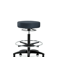 Vinyl Stool without Back - High Bench Height with Chrome Foot Ring & Stationary Glides in Imperial Blue Trailblazer Vinyl - VHBSO-RG-CF-RG-8582