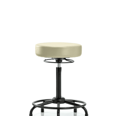 Vinyl Stool without Back - High Bench Height with Round Tube Base & Stationary Glides in Adobe White Trailblazer Vinyl - VHBSO-RT-RG-8501