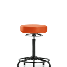 Vinyl Stool without Back - High Bench Height with Round Tube Base & Stationary Glides in Orange Kist Trailblazer Vinyl - VHBSO-RT-RG-8613