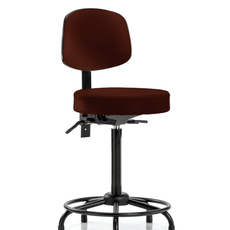 Vinyl Stool with Back - High Bench Height with Round Tube Base & Stationary Glides in Burgundy Trailblazer Vinyl - VHBST-RT-T0-RG-8569