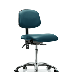 Vinyl Chair Chrome - Medium Bench Height with Casters in Marine Blue Supernova Vinyl - VMBCH-CR-T0-A0-NF-CC-8801