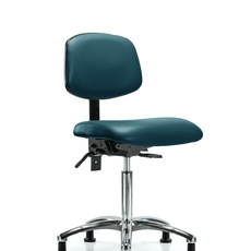 Vinyl Chair Chrome - Medium Bench Height with Stationary Glides in Marine Blue Supernova Vinyl - VMBCH-CR-T0-A0-NF-RG-8801