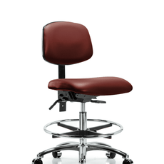 Vinyl Chair Chrome - Medium Bench Height with Seat Tilt, Chrome Foot Ring, & Casters in Borscht Supernova Vinyl - VMBCH-CR-T1-A0-CF-CC-8815