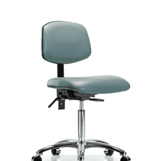 Vinyl Chair Chrome - Medium Bench Height with Seat Tilt & Casters in Storm Supernova Vinyl - VMBCH-CR-T1-A0-NF-CC-8822