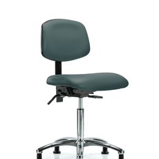 Vinyl Chair Chrome - Medium Bench Height with Seat Tilt & Stationary Glides in Colonial Blue Trailblazer Vinyl - VMBCH-CR-T1-A0-NF-RG-8546