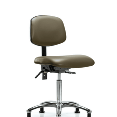Vinyl Chair Chrome - Medium Bench Height with Seat Tilt & Stationary Glides in Taupe Supernova Vinyl - VMBCH-CR-T1-A0-NF-RG-8809