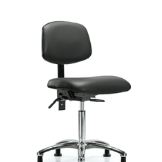 Vinyl Chair Chrome - Medium Bench Height with Seat Tilt & Stationary Glides in Carbon Supernova Vinyl - VMBCH-CR-T1-A0-NF-RG-8823