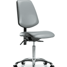 Vinyl Chair Chrome - Medium Bench Height with Medium Back & Casters in Sterling Supernova Vinyl - VMBCH-MB-CR-T0-A0-NF-CC-8840