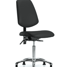 Vinyl Chair Chrome - Medium Bench Height with Medium Back & Stationary Glides in Black Trailblazer Vinyl - VMBCH-MB-CR-T0-A0-NF-RG-8540