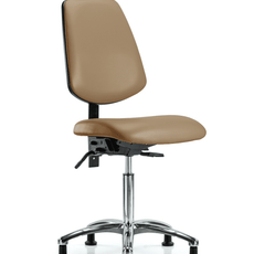 Vinyl Chair Chrome - Medium Bench Height with Medium Back & Stationary Glides in Taupe Trailblazer Vinyl - VMBCH-MB-CR-T0-A0-NF-RG-8584