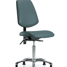 Vinyl Chair Chrome - Medium Bench Height with Medium Back, Seat Tilt, & Stationary Glides in Colonial Blue Trailblazer Vinyl - VMBCH-MB-CR-T1-A0-NF-RG-8546