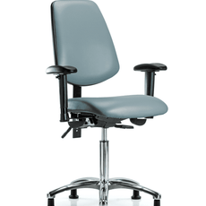 Vinyl Chair Chrome - Medium Bench Height with Medium Back, Seat Tilt, Adjustable Arms, & Stationary Glides in Storm Supernova Vinyl - VMBCH-MB-CR-T1-A1-NF-RG-8822