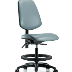 Vinyl Chair - Medium Bench Height with Medium Back, Black Foot Ring, & Casters in Storm Supernova Vinyl - VMBCH-MB-RG-T0-A0-BF-RC-8822