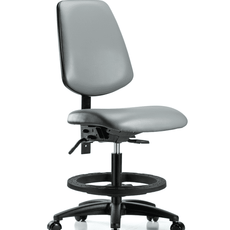 Vinyl Chair - Medium Bench Height with Medium Back, Black Foot Ring, & Casters in Sterling Supernova Vinyl - VMBCH-MB-RG-T0-A0-BF-RC-8840