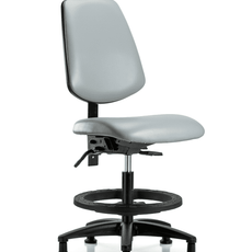 Vinyl Chair - Medium Bench Height with Medium Back, Black Foot Ring, & Stationary Glides in Dove Trailblazer Vinyl - VMBCH-MB-RG-T0-A0-BF-RG-8567