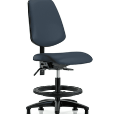Vinyl Chair - Medium Bench Height with Medium Back, Black Foot Ring, & Stationary Glides in Imperial Blue Trailblazer Vinyl - VMBCH-MB-RG-T0-A0-BF-RG-8582
