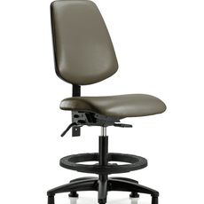 Vinyl Chair - Medium Bench Height with Medium Back, Black Foot Ring, & Stationary Glides in Taupe Supernova Vinyl - VMBCH-MB-RG-T0-A0-BF-RG-8809
