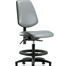 Vinyl Chair - Medium Bench Height with Medium Back, Black Foot Ring, & Stationary Glides in Sterling Supernova Vinyl - VMBCH-MB-RG-T0-A0-BF-RG-8840