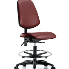Vinyl Chair - Medium Bench Height with Medium Back, Chrome Foot Ring, & Casters in Borscht Supernova Vinyl - VMBCH-MB-RG-T0-A0-CF-RC-8815