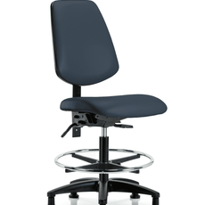 Vinyl Chair - Medium Bench Height with Medium Back, Chrome Foot Ring, & Stationary Glides in Imperial Blue Trailblazer Vinyl - VMBCH-MB-RG-T0-A0-CF-RG-8582