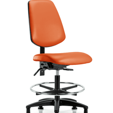 Vinyl Chair - Medium Bench Height with Medium Back, Chrome Foot Ring, & Stationary Glides in Orange Kist Trailblazer Vinyl - VMBCH-MB-RG-T0-A0-CF-RG-8613