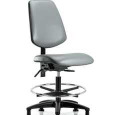 Vinyl Chair - Medium Bench Height with Medium Back, Chrome Foot Ring, & Stationary Glides in Sterling Supernova Vinyl - VMBCH-MB-RG-T0-A0-CF-RG-8840