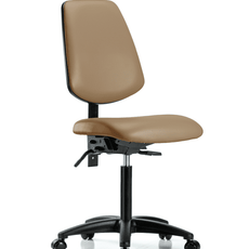 Vinyl Chair - Medium Bench Height with Medium Back & Casters in Taupe Trailblazer Vinyl - VMBCH-MB-RG-T0-A0-NF-RC-8584