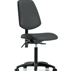 Vinyl Chair - Medium Bench Height with Medium Back & Casters in Charcoal Trailblazer Vinyl - VMBCH-MB-RG-T0-A0-NF-RC-8605