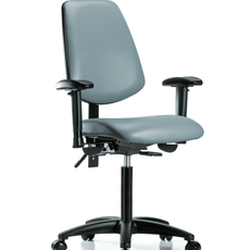 Vinyl Chair - Medium Bench Height with Medium Back, Adjustable Arms, & Casters in Storm Supernova Vinyl - VMBCH-MB-RG-T0-A1-NF-RC-8822