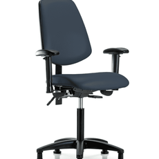 Vinyl Chair - Medium Bench Height with Medium Back, Adjustable Arms, & Stationary Glides in Imperial Blue Trailblazer Vinyl - VMBCH-MB-RG-T0-A1-NF-RG-8582