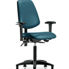 Vinyl Chair - Medium Bench Height with Medium Back, Adjustable Arms, & Stationary Glides in Marine Blue Supernova Vinyl - VMBCH-MB-RG-T0-A1-NF-RG-8801