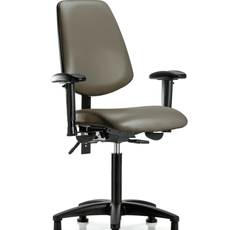 Vinyl Chair - Medium Bench Height with Medium Back, Adjustable Arms, & Stationary Glides in Taupe Supernova Vinyl - VMBCH-MB-RG-T0-A1-NF-RG-8809