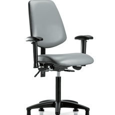 Vinyl Chair - Medium Bench Height with Medium Back, Adjustable Arms, & Stationary Glides in Sterling Supernova Vinyl - VMBCH-MB-RG-T0-A1-NF-RG-8840