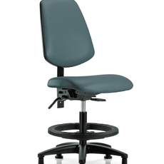 Vinyl Chair - Medium Bench Height with Medium Back, Seat Tilt, Black Foot Ring, & Stationary Glides in Colonial Blue Trailblazer Vinyl - VMBCH-MB-RG-T1-A0-BF-RG-8546