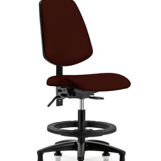 Vinyl Chair - Medium Bench Height with Medium Back, Seat Tilt, Black Foot Ring, & Stationary Glides in Burgundy Trailblazer Vinyl - VMBCH-MB-RG-T1-A0-BF-RG-8569