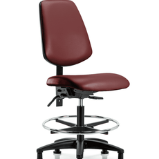 Vinyl Chair - Medium Bench Height with Medium Back, Seat Tilt, Chrome Foot Ring, & Stationary Glides in Borscht Supernova Vinyl - VMBCH-MB-RG-T1-A0-CF-RG-8815
