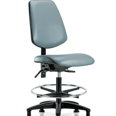 Vinyl Chair - Medium Bench Height with Medium Back, Seat Tilt, Chrome Foot Ring, & Stationary Glides in Storm Supernova Vinyl - VMBCH-MB-RG-T1-A0-CF-RG-8822