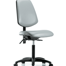 Vinyl Chair - Medium Bench Height with Medium Back, Seat Tilt, & Casters in Dove Trailblazer Vinyl - VMBCH-MB-RG-T1-A0-NF-RC-8567