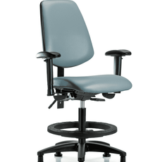 Vinyl Chair - Medium Bench Height with Medium Back, Seat Tilt, Adjustable Arms, Black Foot Ring, & Stationary Glides in Storm Supernova Vinyl - VMBCH-MB-RG-T1-A1-BF-RG-8822