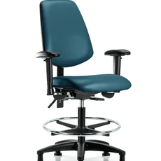 Vinyl Chair - Medium Bench Height with Medium Back, Seat Tilt, Adjustable Arms, Chrome Foot Ring, & Stationary Glides in Marine Blue Supernova Vinyl - VMBCH-MB-RG-T1-A1-CF-RG-8801