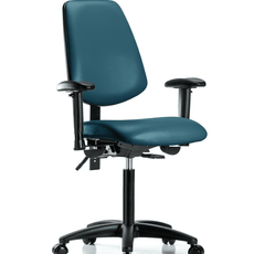 Vinyl Chair - Medium Bench Height with Medium Back, Seat Tilt, Adjustable Arms, & Casters in Marine Blue Supernova Vinyl - VMBCH-MB-RG-T1-A1-NF-RC-8801