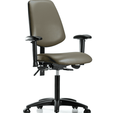 Vinyl Chair - Medium Bench Height with Medium Back, Seat Tilt, Adjustable Arms, & Casters in Taupe Supernova Vinyl - VMBCH-MB-RG-T1-A1-NF-RC-8809