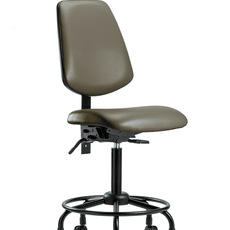 Vinyl Chair - Medium Bench Height with Round Tube Base, Medium Back, & Casters in Taupe Supernova Vinyl - VMBCH-MB-RT-T0-A0-RC-8809