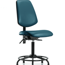 Vinyl Chair - Medium Bench Height with Round Tube Base, Medium Back, & Stationary Glides in Marine Blue Supernova Vinyl - VMBCH-MB-RT-T0-A0-RG-8801