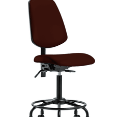 Vinyl Chair - Medium Bench Height with Round Tube Base, Medium Back, Seat Tilt, & Casters in Burgundy Trailblazer Vinyl - VMBCH-MB-RT-T1-A0-RC-8569